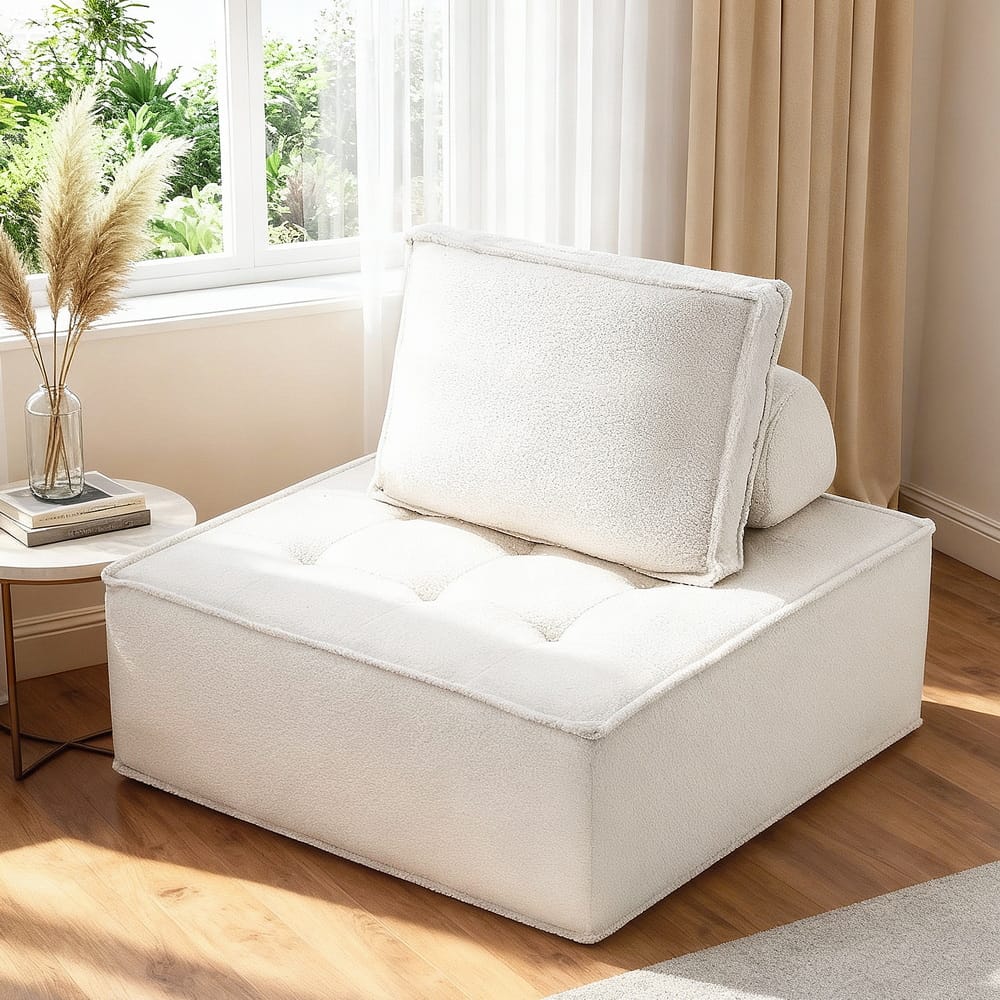 Floor Sofa Lounge Chair White 86x86x76cm