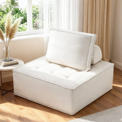 Floor Sofa Lounge Chair White 86x86x76cm