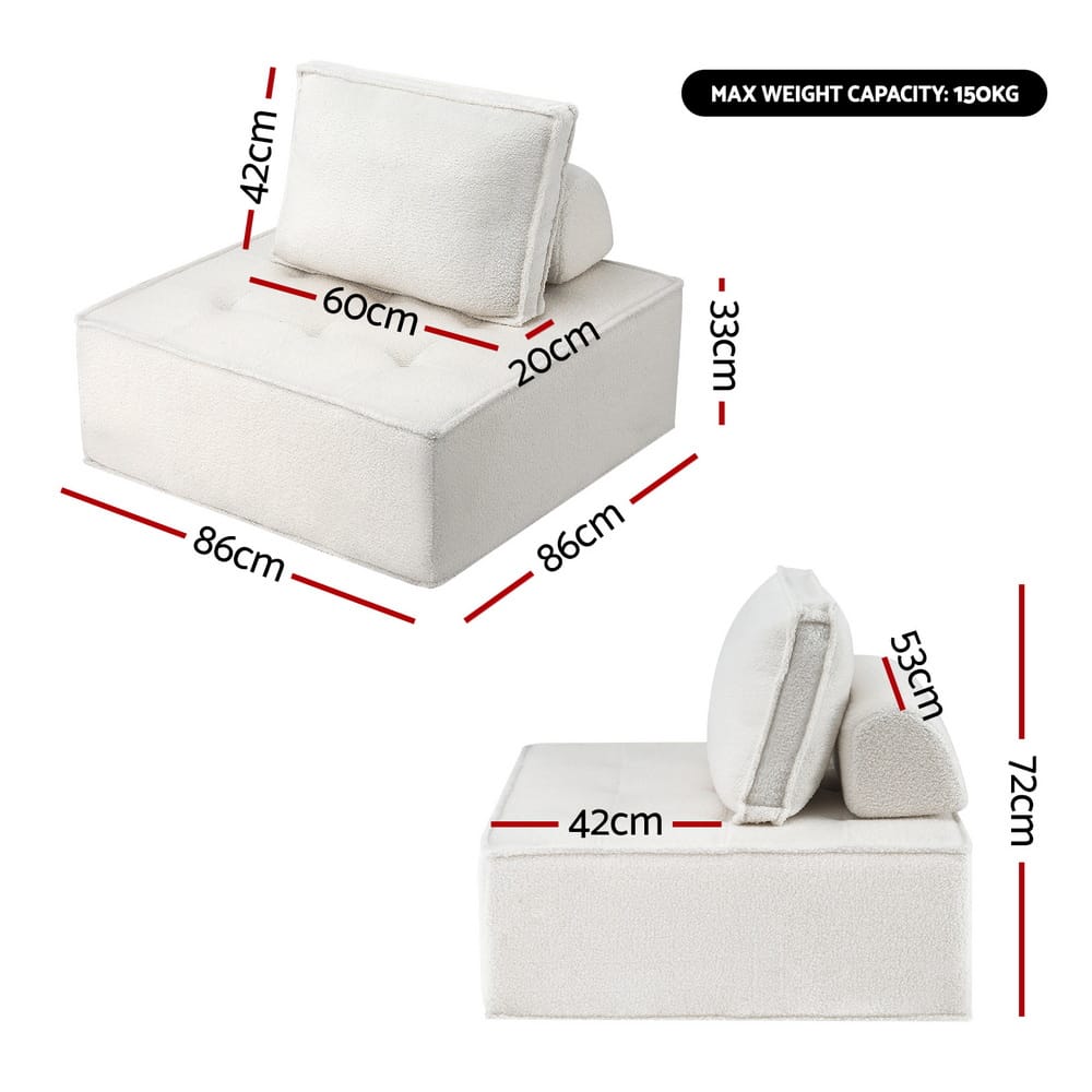 Floor Sofa Lounge Chair 4 Seater 86x86x76cm