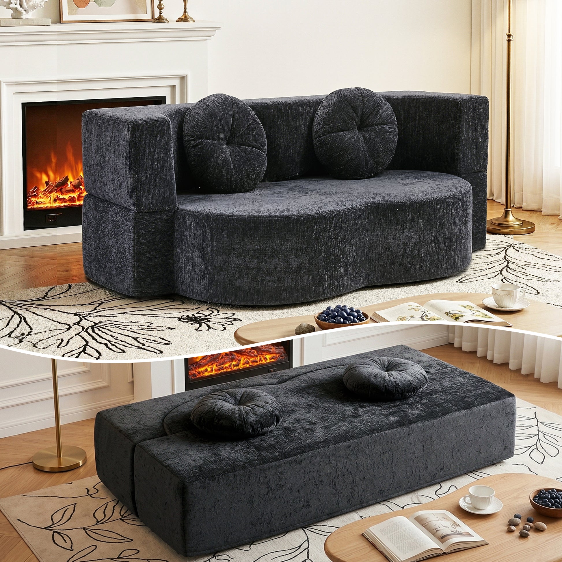 Convertible Sofa Bed Folding Sleeper Couch | HomeAndLiving