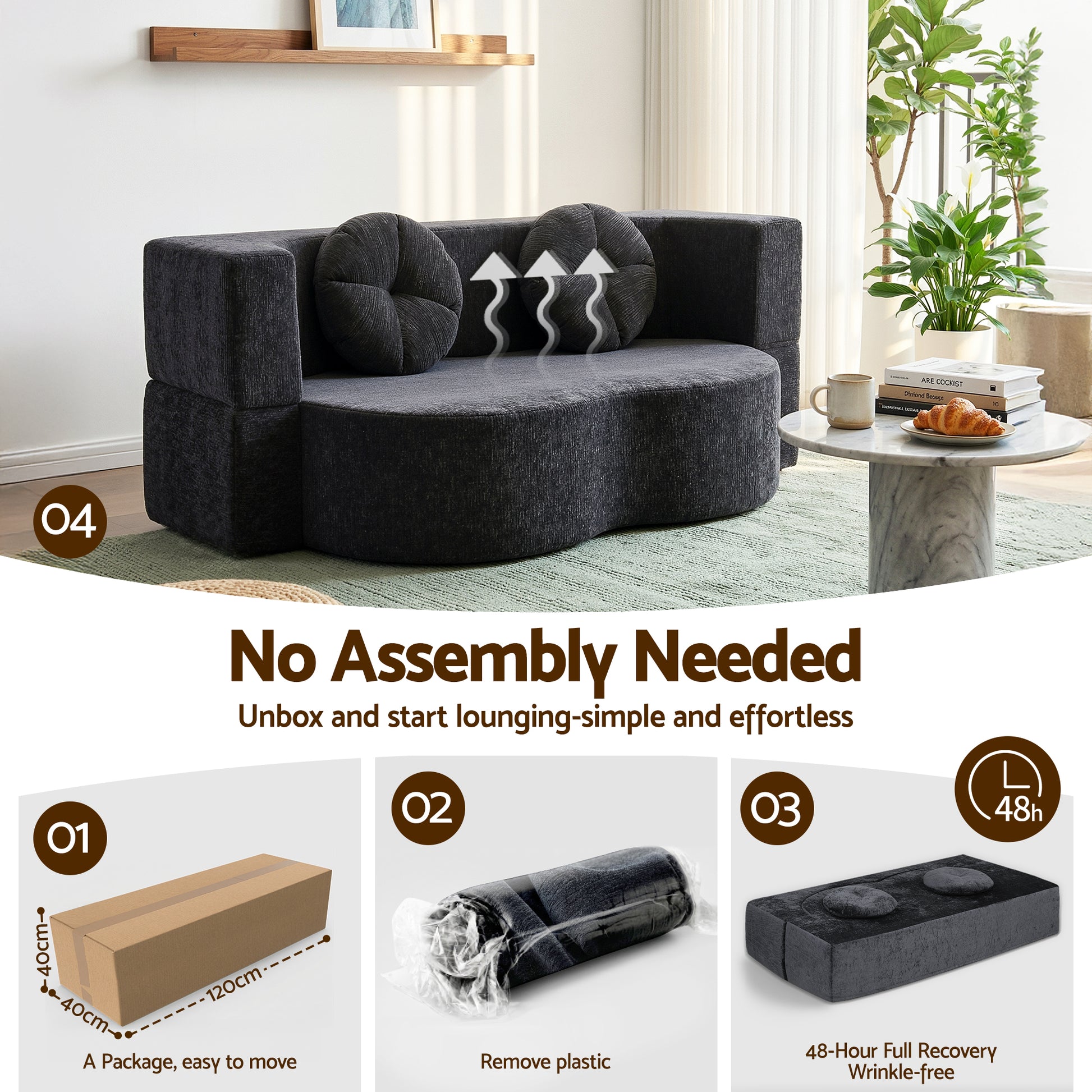 Convertible Sofa Bed Folding Sleeper Couch | HomeAndLiving - 4