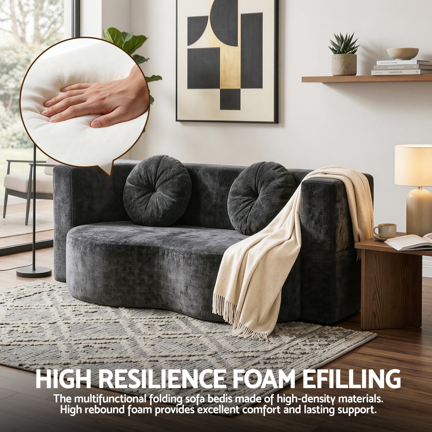 Convertible Sofa Bed Folding Sleeper Couch | HomeAndLiving - 5