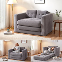 2 Seater Corduroy Sofa Bed Foldout Couch Grey | Home & Living