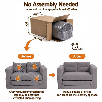2 Seater Corduroy Sofa Bed Foldout Couch Grey | Home & Living
