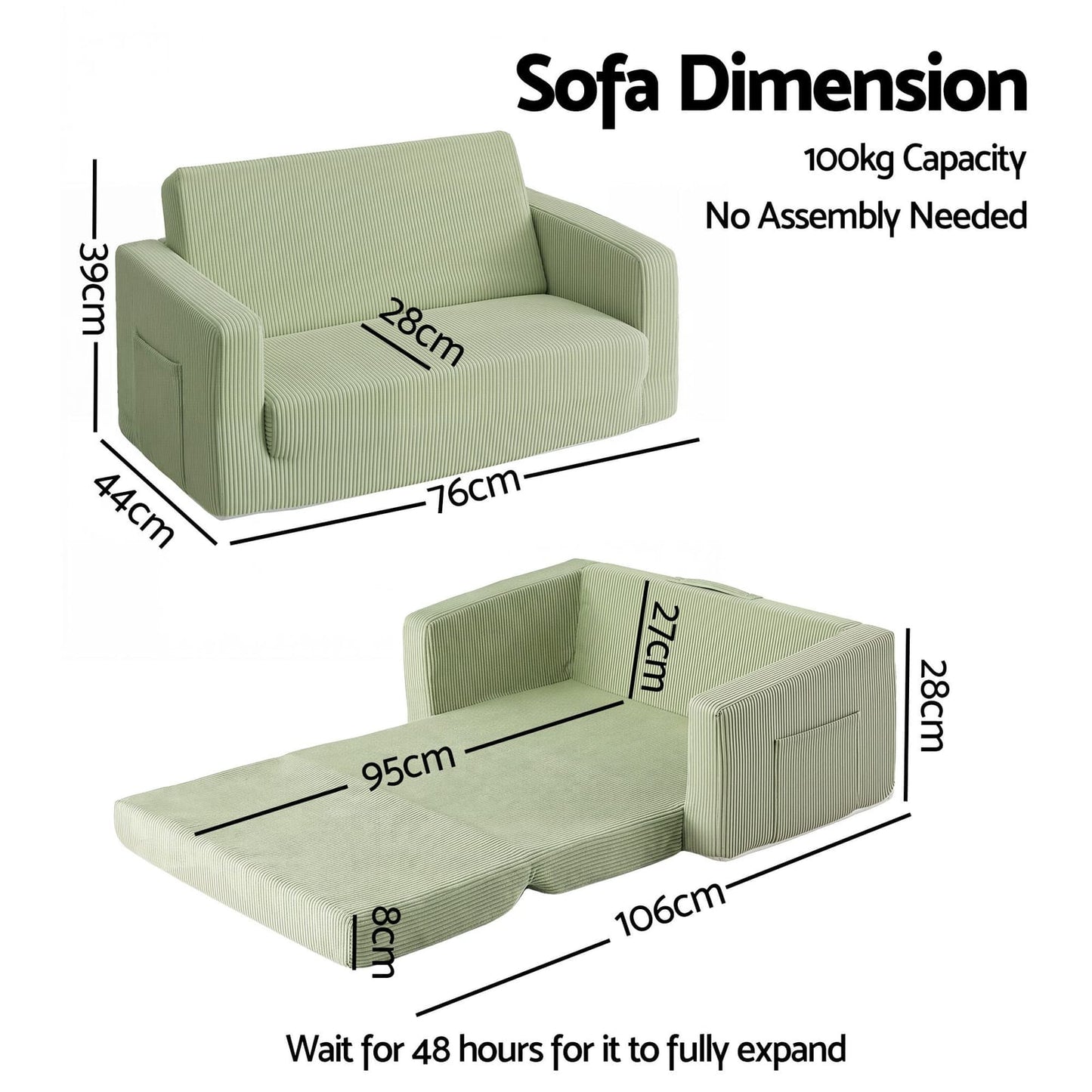 Green sofa king, detail