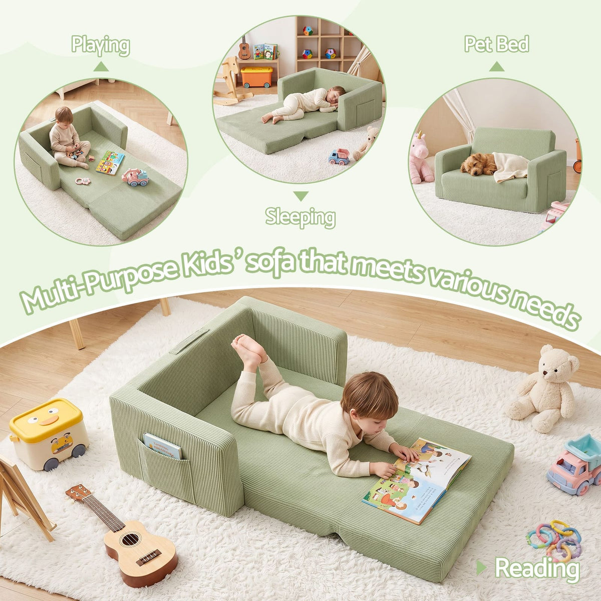 Green sofa king, view 8