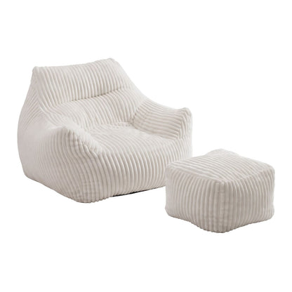 Bean Bag Sofa White Ottoman 103x102x71cm