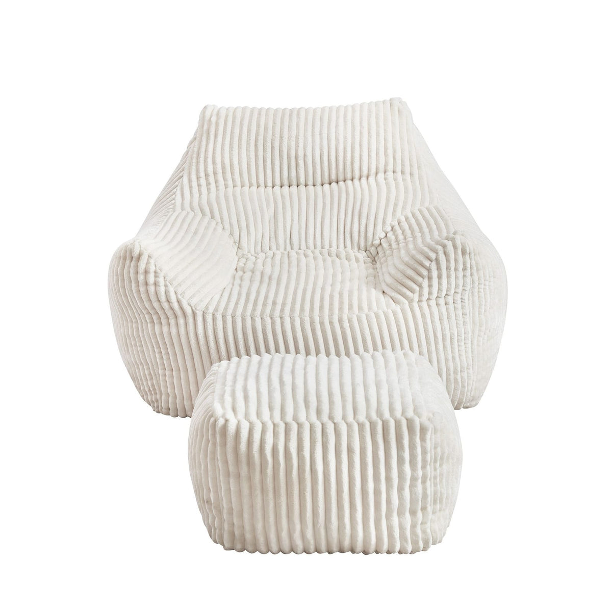 Bean Bag Sofa White Ottoman 103x102x71cm