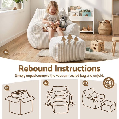 Bean Bag Sofa White Ottoman 103x102x71cm