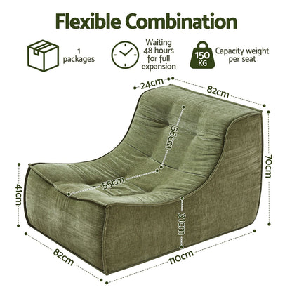 Green Chenille Floor Sofa 82x110x70cm