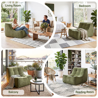 Green Chenille Floor Sofa 82x110x70cm