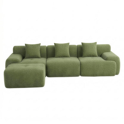 L-Shaped Modular Sofa Bed Green Corduroy | HomeAndLiving - 3