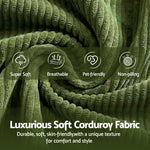 L-Shaped Modular Sofa Bed Green Corduroy | HomeAndLiving