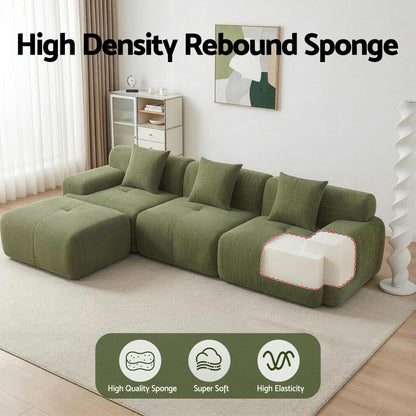 L-Shaped Modular Sofa Bed Green Corduroy | HomeAndLiving - 7