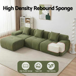 L-Shaped Modular Sofa Bed Green Corduroy | HomeAndLiving