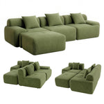 L-Shaped Modular Sofa Bed Green Corduroy | HomeAndLiving
