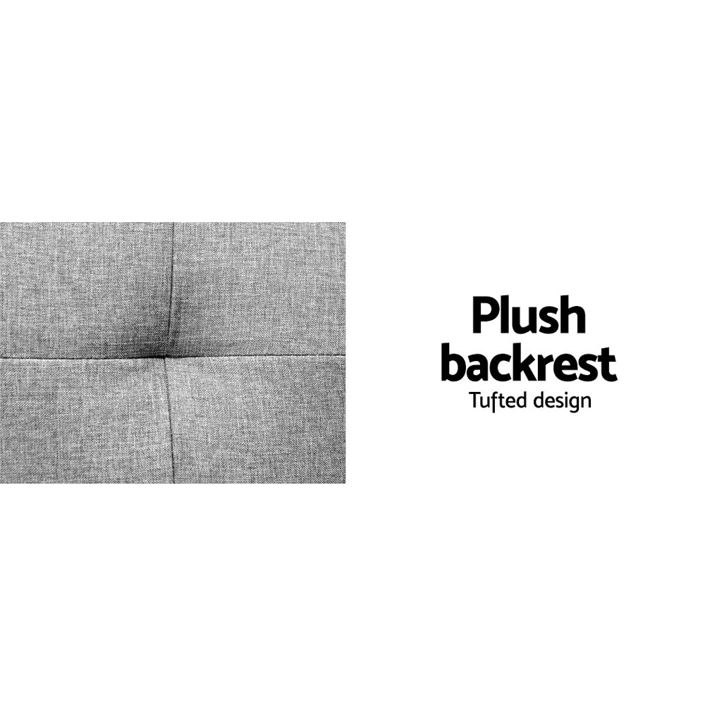 Sofa Bed 188Cm Grey Linen