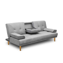 Sofa Bed 188Cm Grey Linen