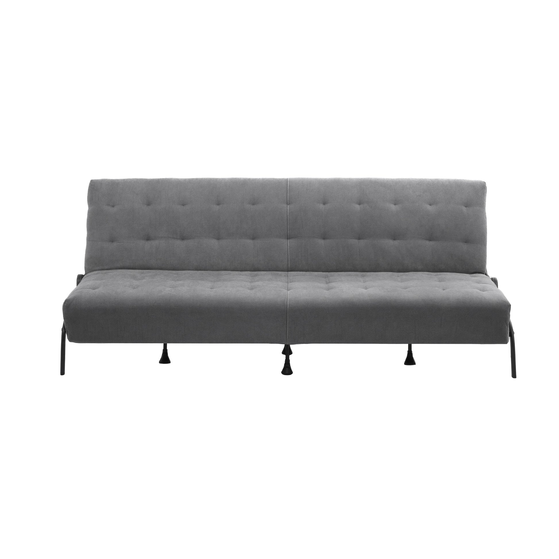 3-Seater Sofa Bed Innerspring Futon Couch Grey | HomeAndLiving