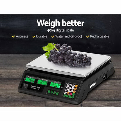 Scales Digital Kitchen 40Kg Weighing Scales Platform Scales Lcd Black