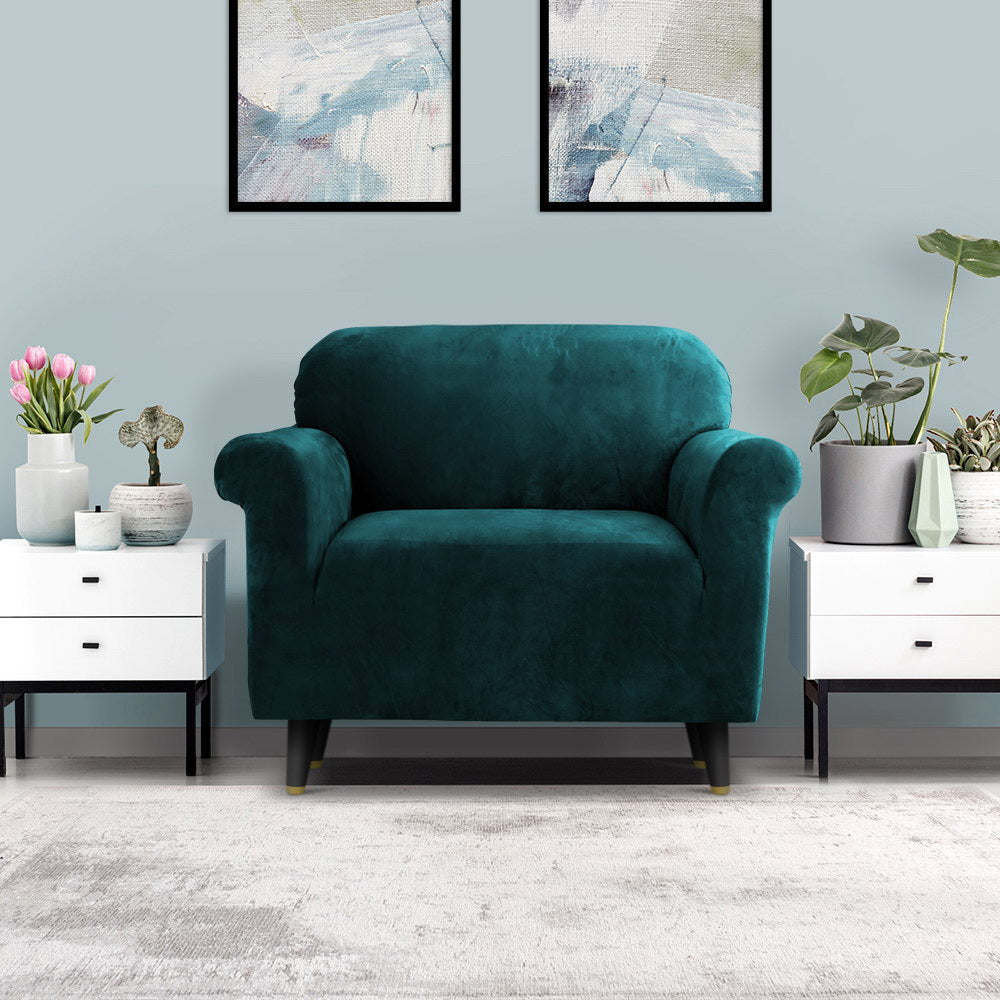 Sofa Cover Couch Covers 1 Seater Velvet Agate Green