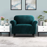 Velvet Sofa Cover Plush Couch Cover Lounge Slipcover 1 Seater Agate Green