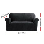 Velvet Sofa Cover Plush Couch Cover Lounge Slipcover 2 Seater Black