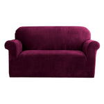 Velvet Sofa Cover Plush Couch Cover Lounge Slipcover 2 Seater Ruby Red