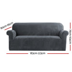 Velvet Sofa Cover Plush Couch Cover Lounge Slipcover 3 Seater Grey