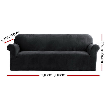 Sofa Cover Couch Covers 4 Seater Velvet Black