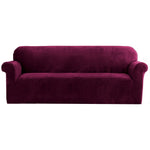 Velvet Sofa Cover Plush Couch Cover Lounge Slipcover 4 Seater Ruby Red