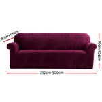 Velvet Sofa Cover Plush Couch Cover Lounge Slipcover 4 Seater Ruby Red