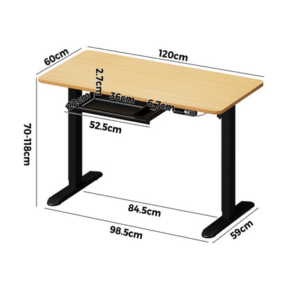 120CM Electric Standing Desk with Drawer Height Adjustable Black & Oak
