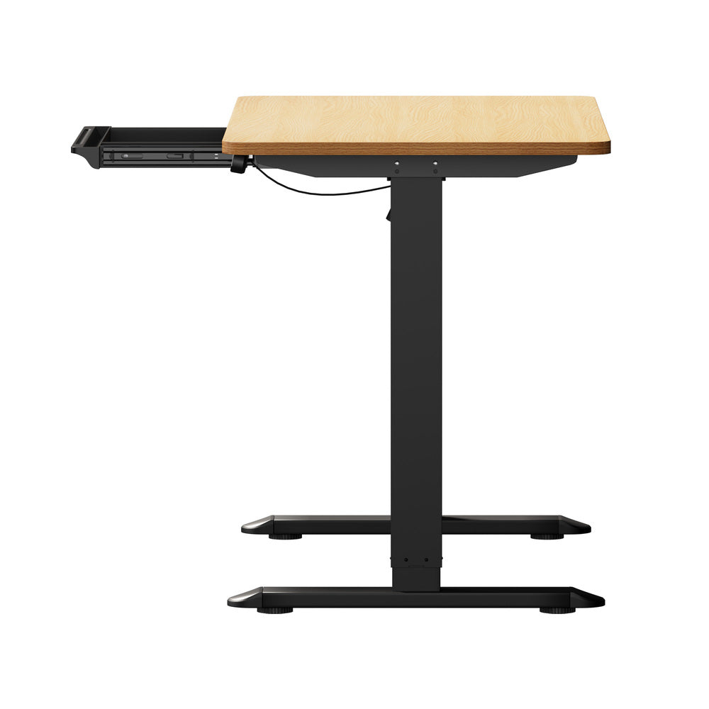 120CM Electric Standing Desk with Drawer Height Adjustable White & Oak