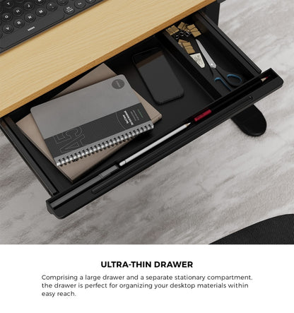 120CM Electric Standing Desk with Drawer Height Adjustable Black & Oak