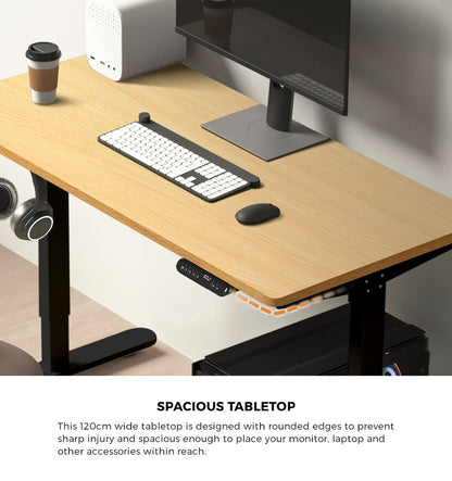 120CM Electric Standing Desk with Drawer Height Adjustable White & Oak