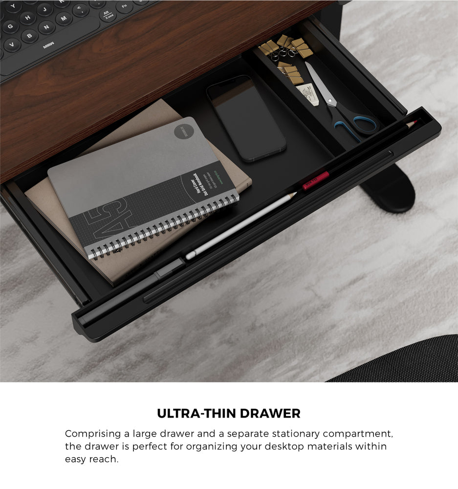120cm &140cm Electric Standing Desk With Drawer Adjustable Black