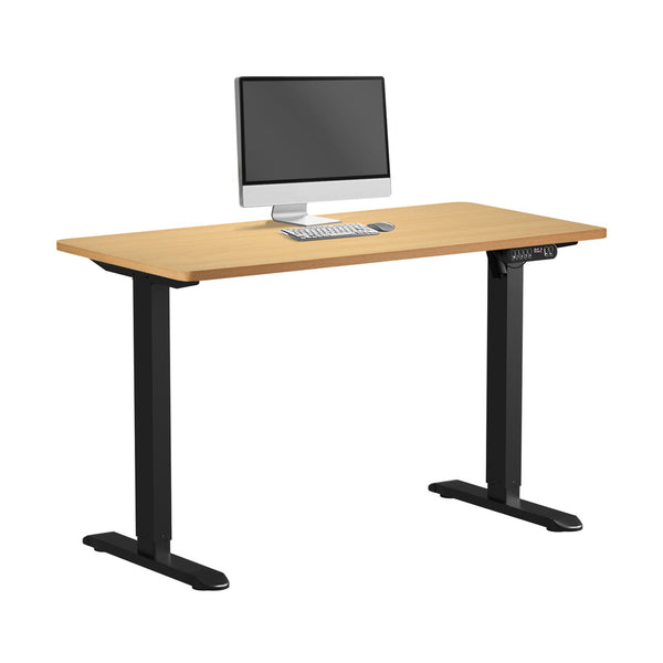  120CM Electric Standing Desk Single Motor Black & Oak Adjustable Office