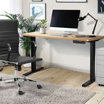 120CM Electric Standing Desk Single Motor Black & Oak Adjustable Office