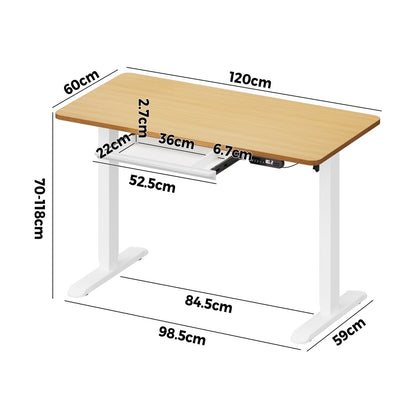 120CM Electric Standing Desk with Drawer Height Adjustable Black & Oak