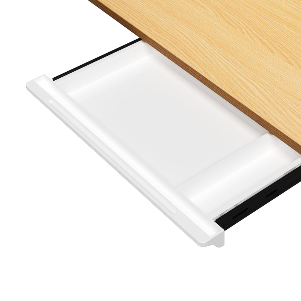 120CM Electric Standing Desk with Drawer Height Adjustable White & Oak