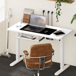 120cm &140cm Electric Standing Desk With Drawer Adjustable White