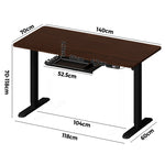 120cm &140cm Electric Standing Desk With Drawer Adjustable Black
