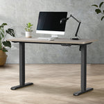 Electric Standing Desk 140CM Single Motor Height Adjustable Black Grey & White Oak