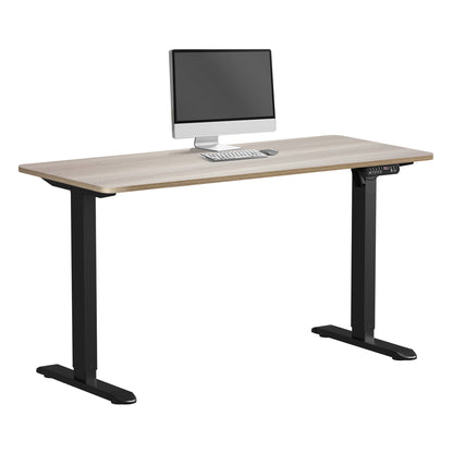 Electric Standing Desk 140CM Single Motor Height Adjustable Black Grey & White Oak