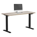 Electric Standing Desk 140CM Single Motor Height Adjustable Black Grey & White Oak