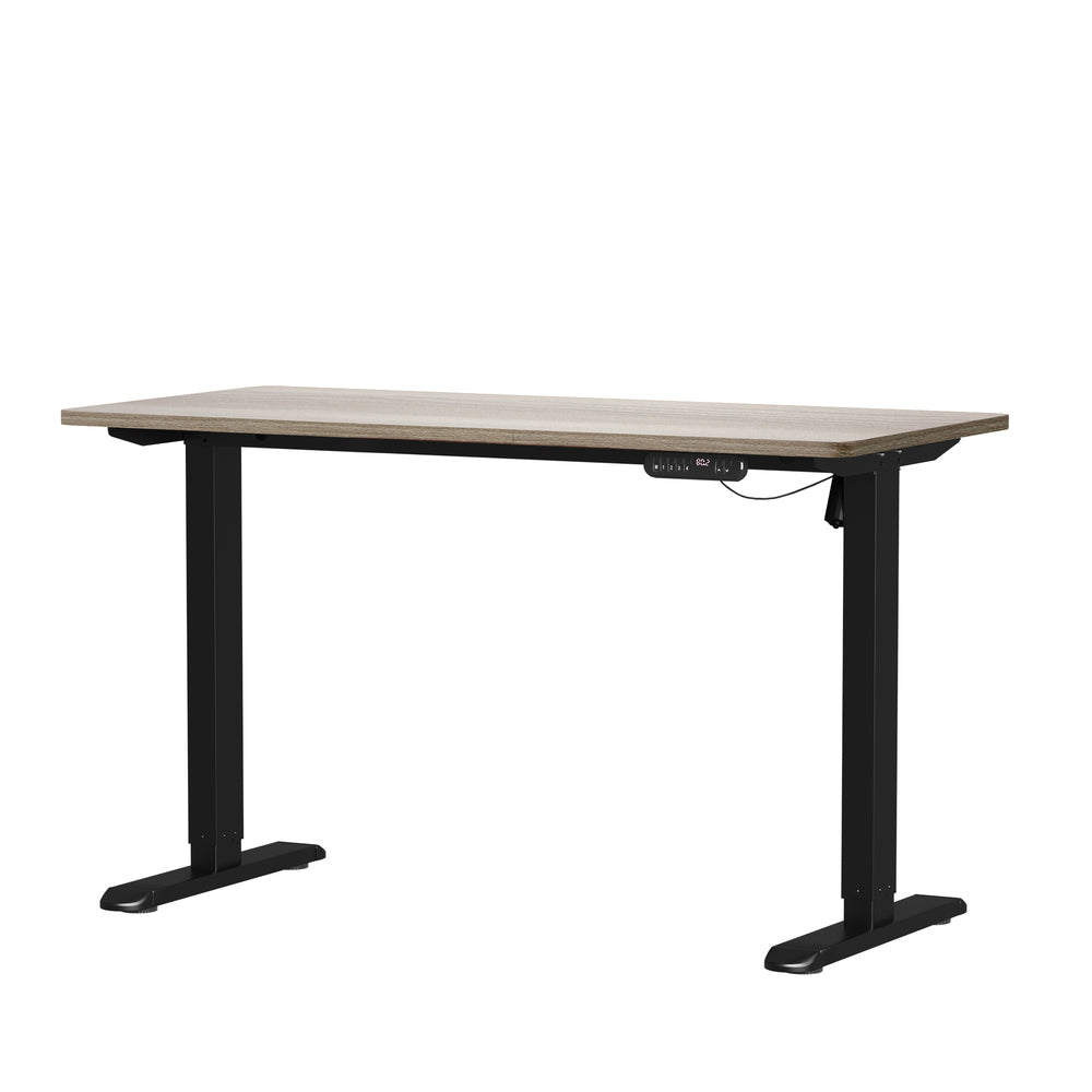 Electric Standing Desk 140CM Single Motor Height Adjustable Black Grey & White Oak