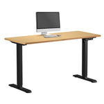 Electric Standing Desk 140CM Single Motor White Black & Oak Adjustable Office Table