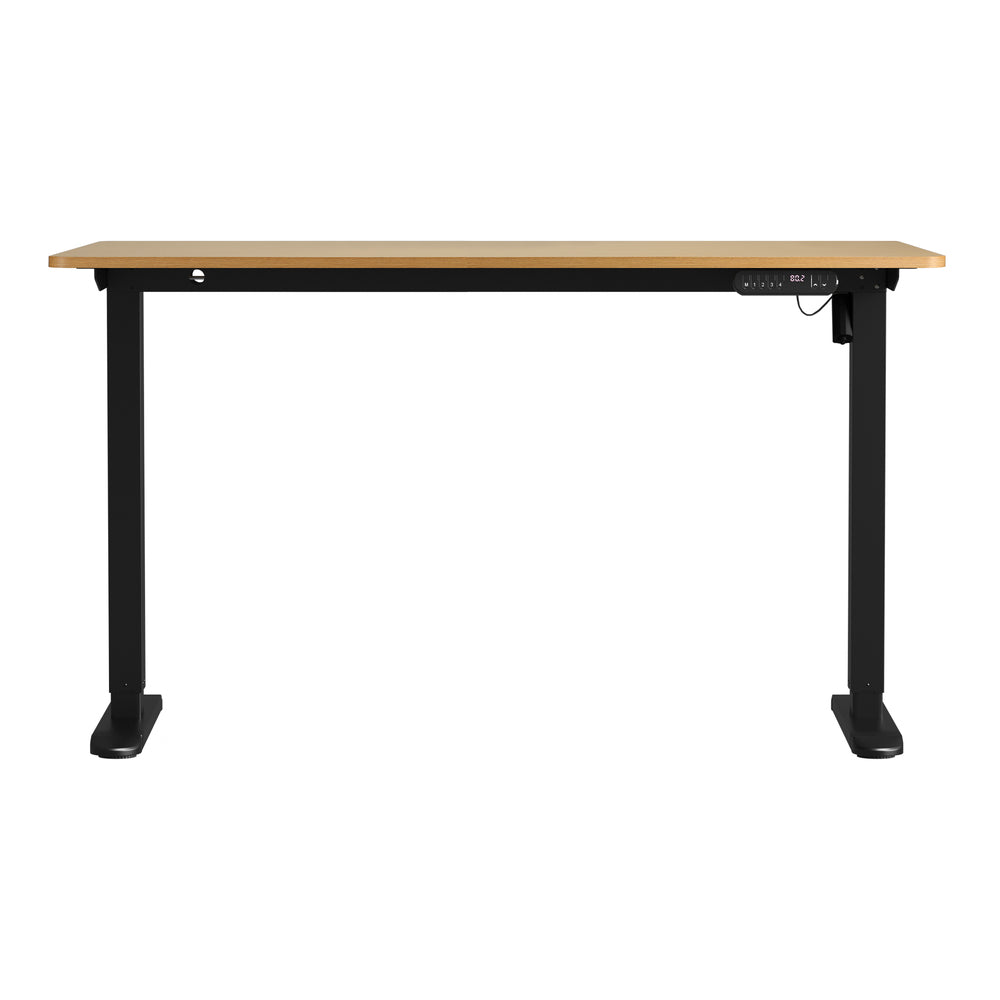 Electric Standing Desk 140CM Single Motor White Black & Oak Adjustable Office Table