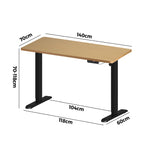 Electric Standing Desk 140CM Single Motor White Black & Oak Adjustable Office Table